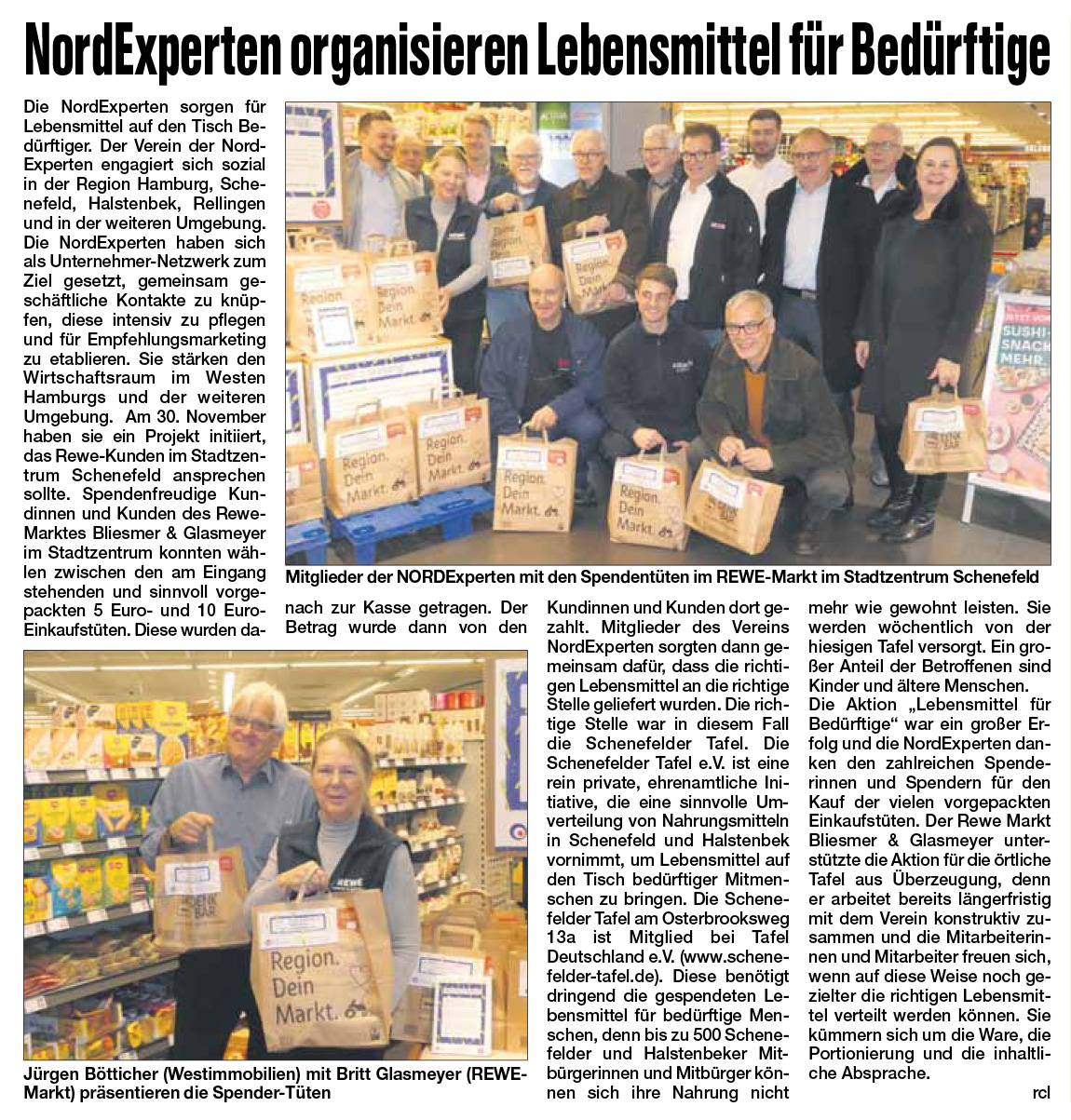 Aktion des Rewe Marktes Stadtzentrum Schenefeld und der NordExperten